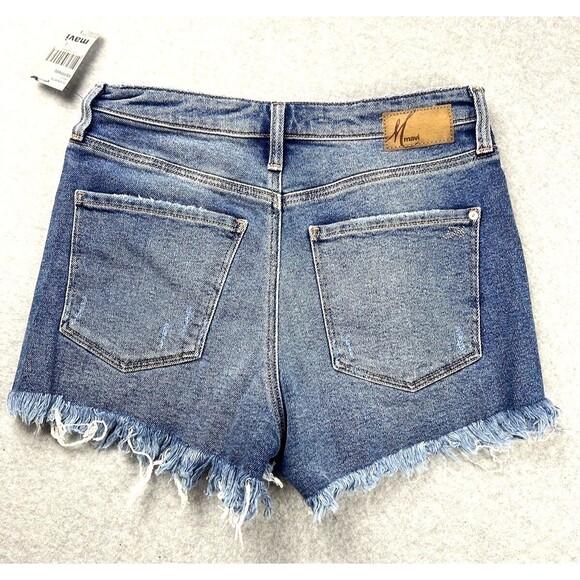 Mavi Claire Shorts Womens 27 Blue Denim High Rise Distressed Cut Off NWT - Picture 5 of 16